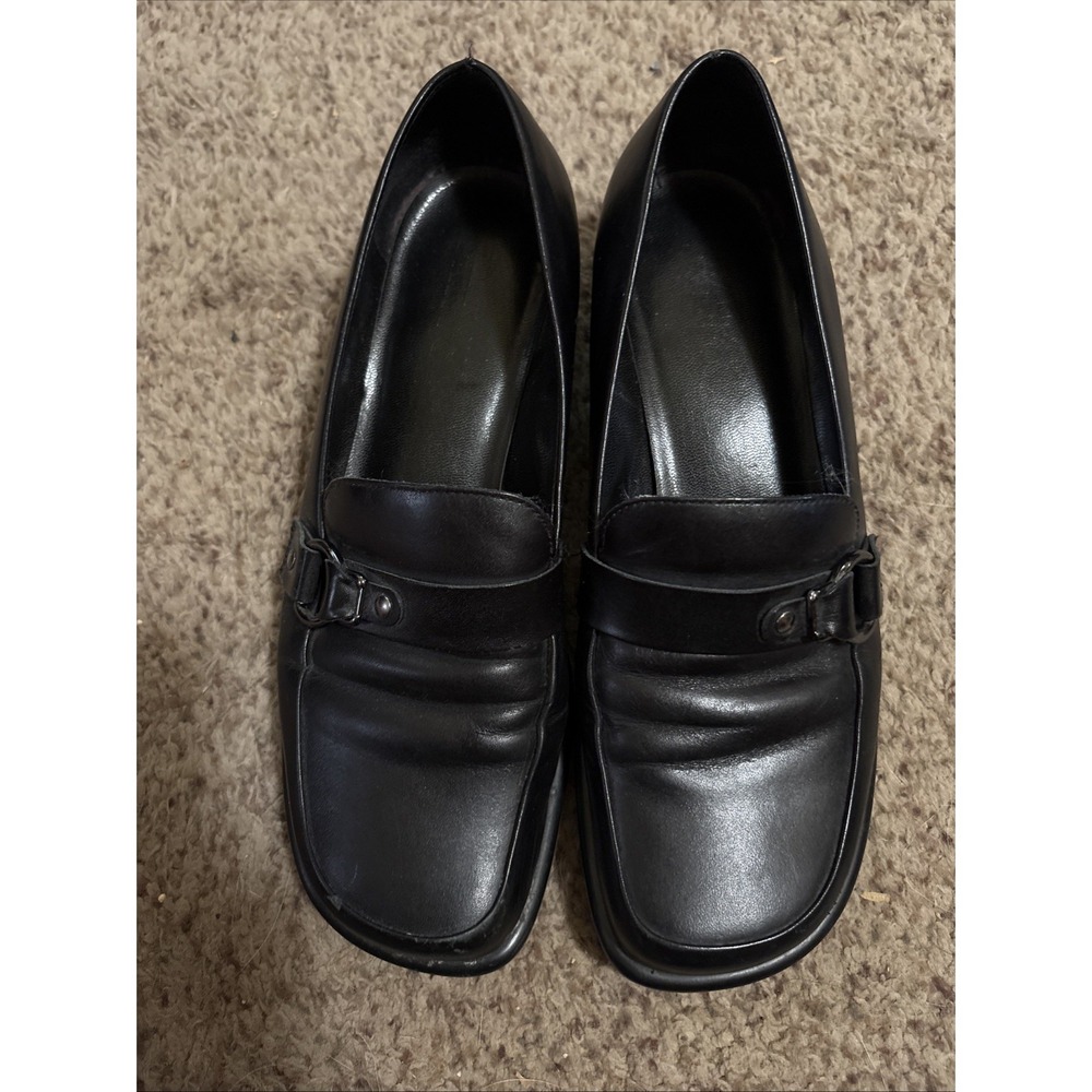 Franco Sarto Flex‎ Black Leather Loafers Shoes Casual Career Women's 7.5